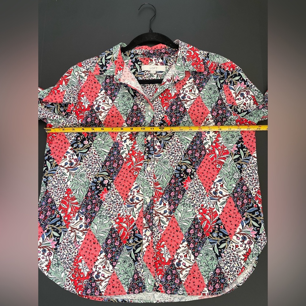 LOFT Women's Patchwork Floral Print Button Down T… - image 6